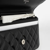 CHANEL Handbag Patent Quilted Pink Black Bi-Color Wallet On Chain WOC - Redeluxe