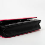 CHANEL Handbag Patent Quilted Pink Black Bi-Color Wallet On Chain WOC - Redeluxe