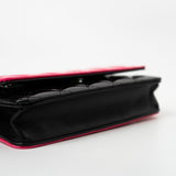 CHANEL Handbag Patent Quilted Pink Black Bi-Color Wallet On Chain WOC - Redeluxe