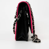 CHANEL Handbag Patent Quilted Pink Black Bi-Color Wallet On Chain WOC - Redeluxe