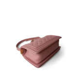 CHANEL Handbag Pink 20A Metallic Pink Calfskin Quilted Small Boy Bag Aged Gold Hardware - Redeluxe