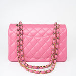 CHANEL Handbag Pink 21P Pink Lambskin Quilted Classic Flap Small Yellow Interior / Rainbow Hardware - Redeluxe