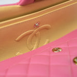 CHANEL Handbag Pink 21P Pink Lambskin Quilted Classic Flap Small Yellow Interior / Rainbow Hardware - Redeluxe