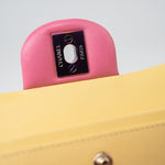 CHANEL Handbag Pink 21P Pink Lambskin Quilted Classic Flap Small Yellow Interior / Rainbow Hardware - Redeluxe