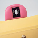 CHANEL Handbag Pink 21P Pink Lambskin Quilted Classic Flap Small Yellow Interior / Rainbow Hardware - Redeluxe