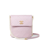 CHANEL Handbag Pink 21S Light Pink / Rose Clair Calfskin Quilted All About Pearls Small Hobo Bag - Redeluxe