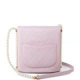 CHANEL Handbag Pink 21S Light Pink / Rose Clair Calfskin Quilted All About Pearls Small Hobo Bag - Redeluxe