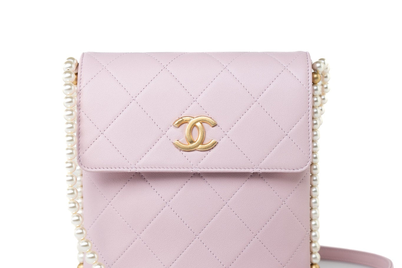 CHANEL Handbag Pink 21S Light Pink / Rose Clair Calfskin Quilted All About Pearls Small Hobo Bag - Redeluxe