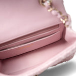 CHANEL Handbag Pink 21S Pink White Tweed Quilted Mini Rectangular Flap Light Gold Hardware - Redeluxe