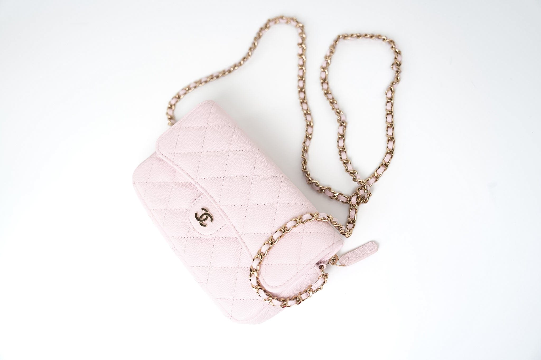 Buy CHANEL Light Pink Caviar Quilted Flap Phone Holder