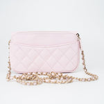 CHANEL Handbag Pink 22P Light Pink Caviar Quilted Flap Phone Holder with Classic Chain LGHW - Redeluxe