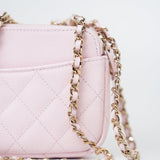 CHANEL Handbag Pink 22P Light Pink Caviar Quilted Flap Phone Holder with Classic Chain LGHW - Redeluxe