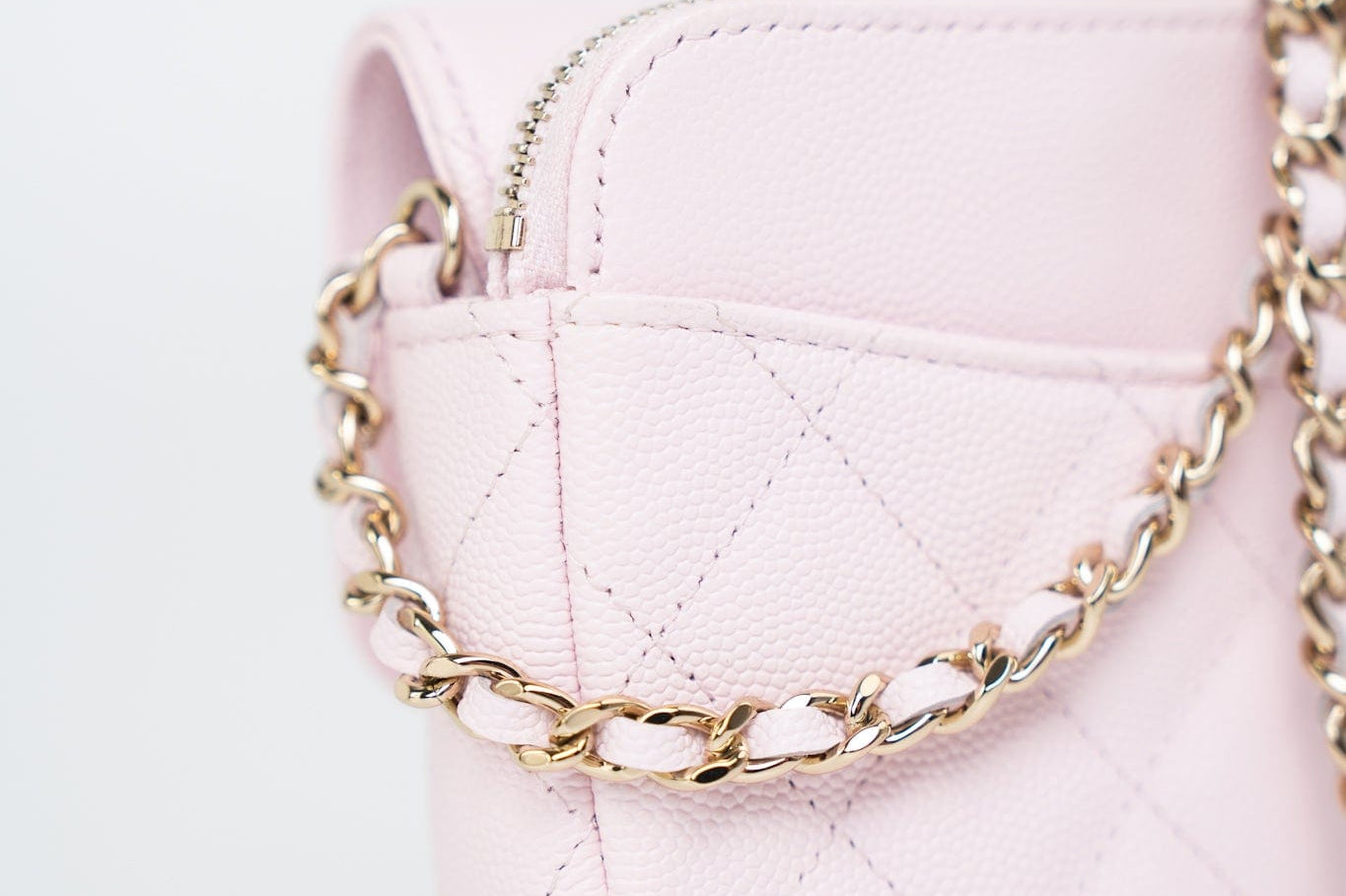 CHANEL Handbag Pink 22P Light Pink Caviar Quilted Flap Phone Holder with Classic Chain LGHW - Redeluxe