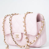CHANEL Handbag Pink 22P Light Pink Caviar Quilted Flap Phone Holder with Classic Chain LGHW - Redeluxe