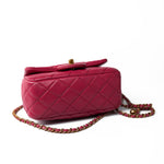 CHANEL Handbag Pink Mini Pearl Crush Fuchsia Lambskin Quilted Square Flap - Redeluxe