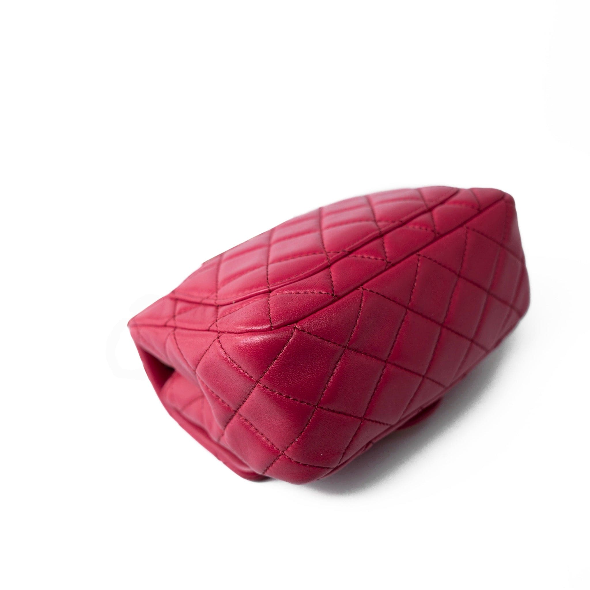 CHANEL Handbag Pink Mini Pearl Crush Fuchsia Lambskin Quilted Square Flap - Redeluxe