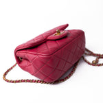 CHANEL Handbag Pink Mini Pearl Crush Fuchsia Lambskin Quilted Square Flap - Redeluxe