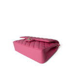 CHANEL Handbag Pink Pink Caviar Quilted Classic Flap Medium Light Gold Hardware - Redeluxe
