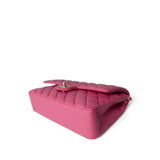 CHANEL Handbag Pink Pink Caviar Quilted Classic Flap Medium Light Gold Hardware - Redeluxe