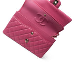 CHANEL Handbag Pink Pink Caviar Quilted Classic Flap Medium Light Gold Hardware - Redeluxe