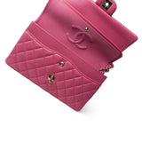 CHANEL Handbag Pink Pink Caviar Quilted Classic Flap Medium Light Gold Hardware - Redeluxe