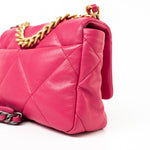 CHANEL Handbag Pink Pink Goatskin Quilted 19 Flap Small Mixed Hardware - Redeluxe