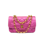 CHANEL Handbag Pink Satin Quilted Single Flap Mini Gold Hardware - Redeluxe