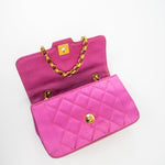 CHANEL Handbag Pink Satin Quilted Single Flap Mini Gold Hardware - Redeluxe