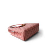 CHANEL Handbag Pink Shiny Aged Calfskin Quilted Nano Kelly Shopper Coral Pink - Redeluxe