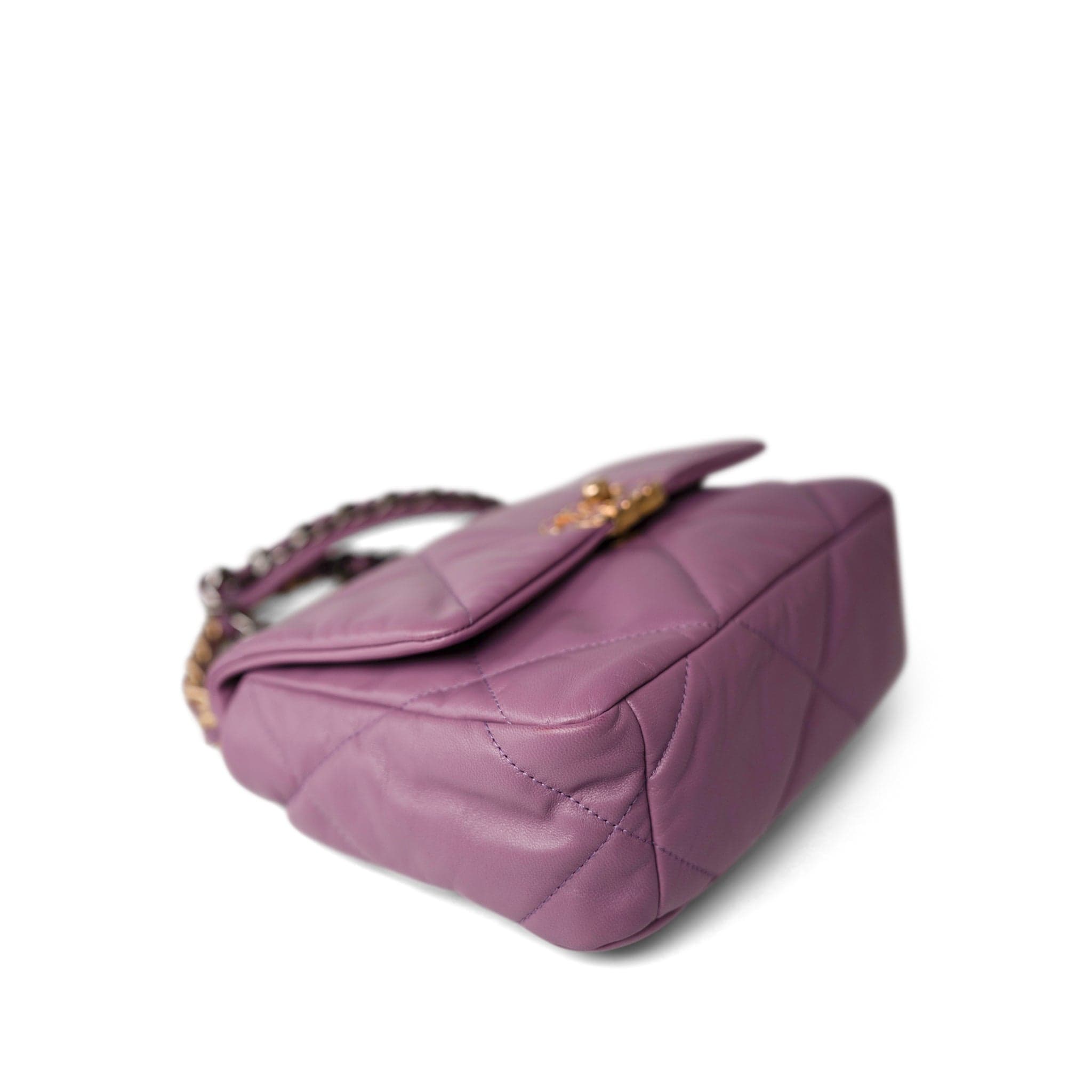 CHANEL Handbag Purple 20B Purple Goatskin Quilted 19 Flap Small Mixed Hardware - Redeluxe