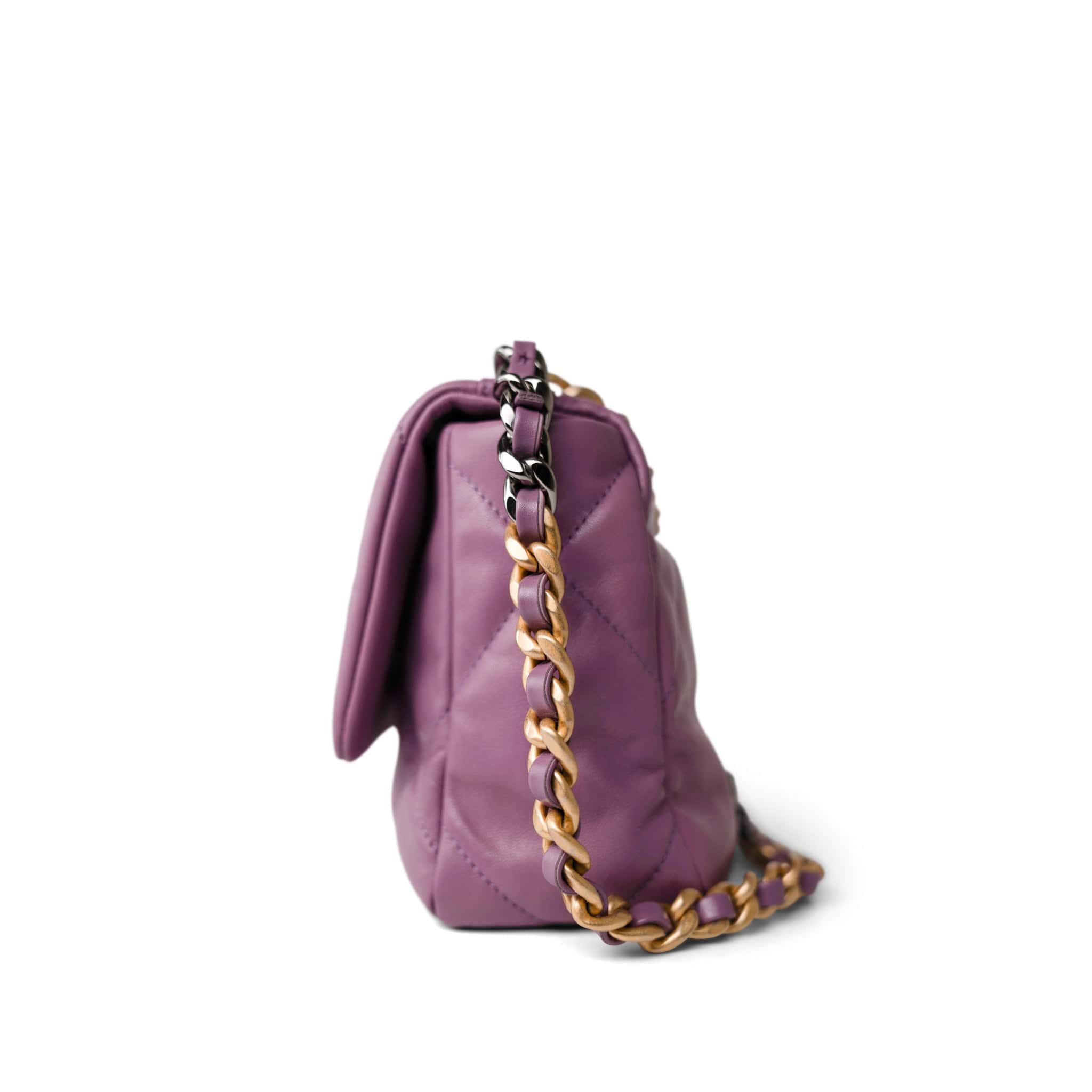 CHANEL Handbag Purple 20B Purple Goatskin Quilted 19 Flap Small Mixed Hardware - Redeluxe