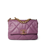 CHANEL Handbag Purple 20B Purple Goatskin Quilted 19 Flap Small Mixed Hardware - Redeluxe