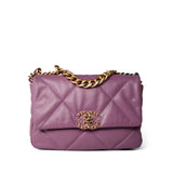 CHANEL Handbag Purple 20B Purple Goatskin Quilted 19 Flap Small Mixed Hardware - Redeluxe