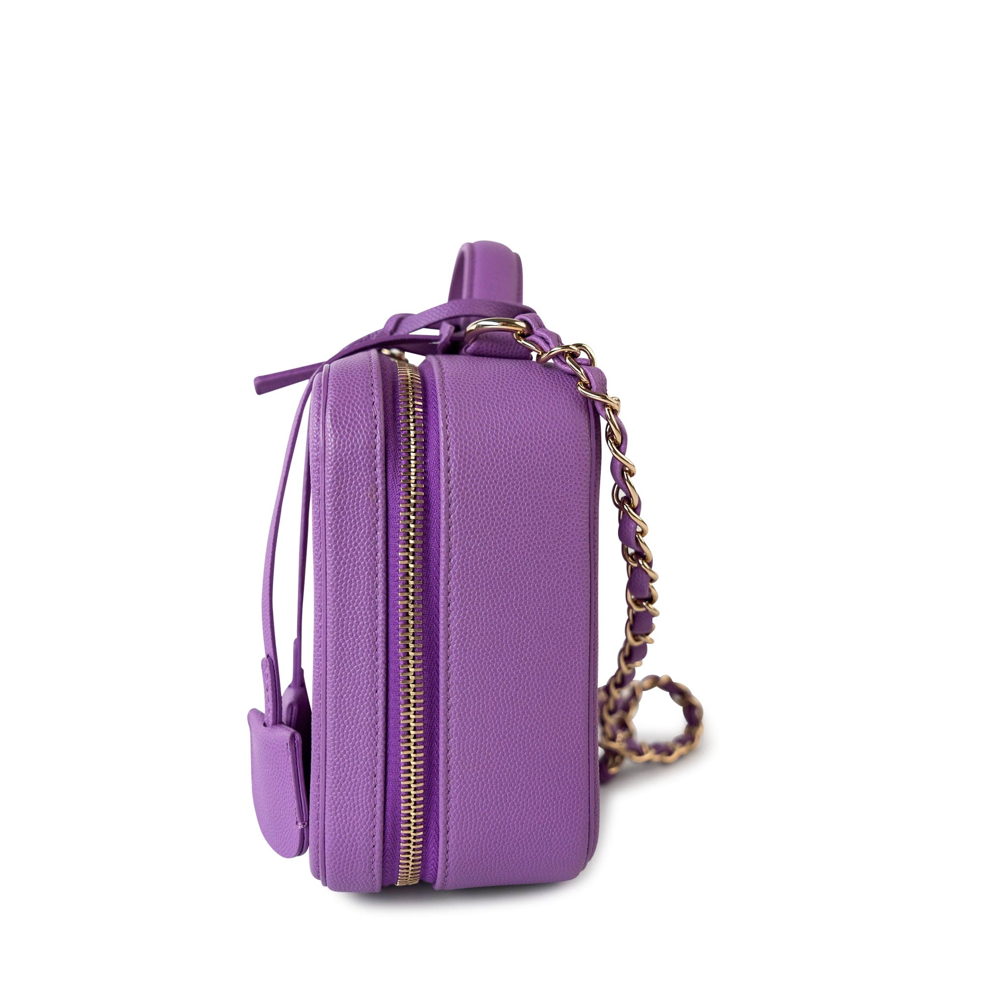 CHANEL Handbag Purple 20C Purple Caviar Quilted CC Medium Filigree Vanity Case - Redeluxe