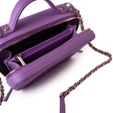 CHANEL Handbag Purple 20C Purple Caviar Quilted CC Medium Filigree Vanity Case - Redeluxe