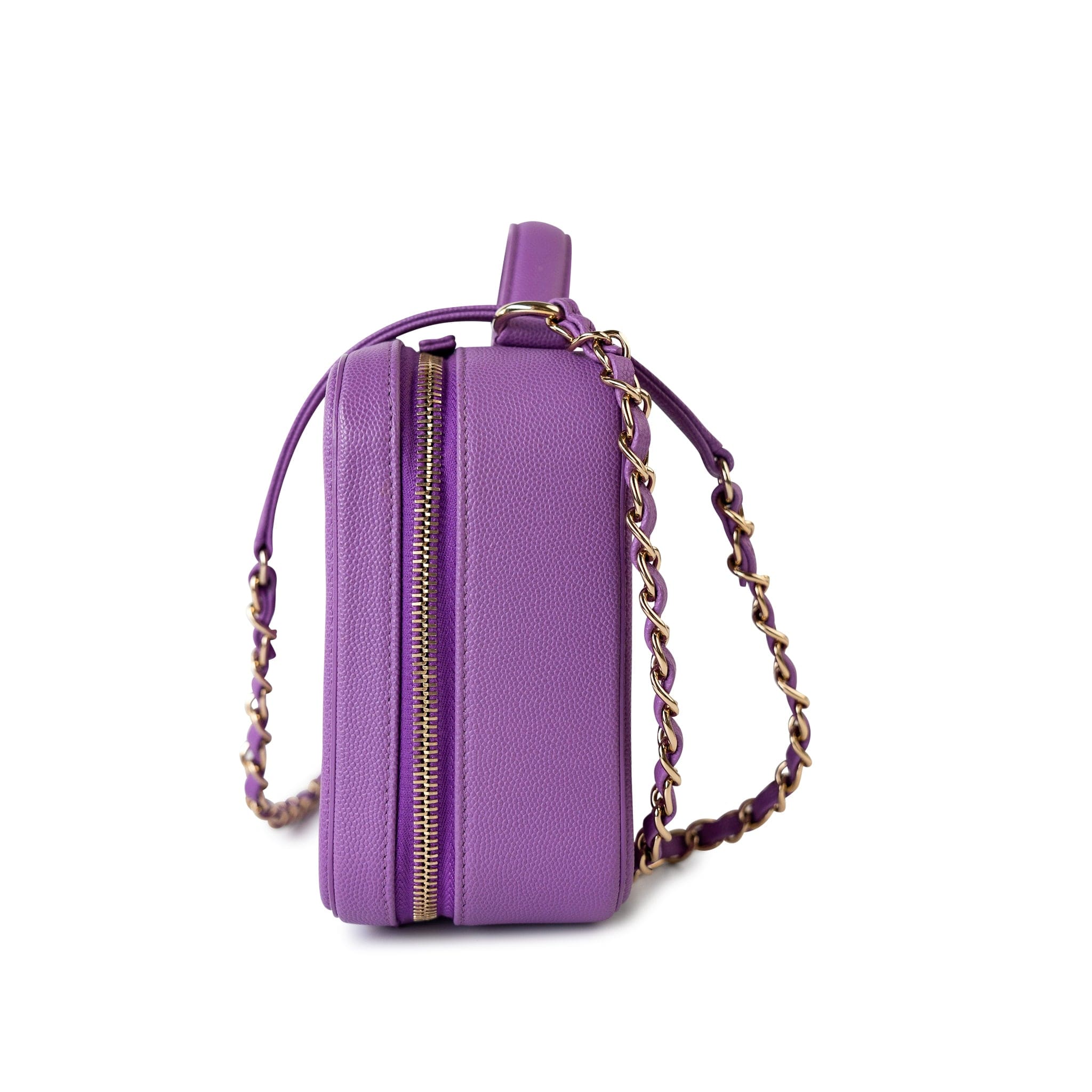 CHANEL Handbag Purple 20C Purple Caviar Quilted CC Medium Filigree Vanity Case - Redeluxe