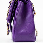 CHANEL Handbag Purple 22A Purple Caviar Quilted Small Classic Flap Light Gold Hardware - Redeluxe