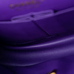 CHANEL Handbag Purple 22A Purple Caviar Quilted Small Classic Flap Light Gold Hardware - Redeluxe