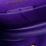 CHANEL Handbag Purple 22A Purple Caviar Quilted Small Classic Flap Light Gold Hardware - Redeluxe