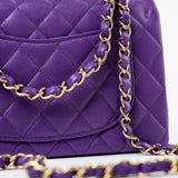 CHANEL Handbag Purple 22A Purple Caviar Quilted Small Classic Flap Light Gold Hardware - Redeluxe