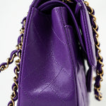 CHANEL Handbag Purple 22A Purple Caviar Quilted Small Classic Flap Light Gold Hardware - Redeluxe