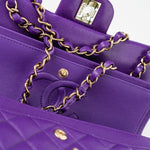 CHANEL Handbag Purple 22A Purple Caviar Quilted Small Classic Flap Light Gold Hardware - Redeluxe
