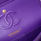 CHANEL Handbag Purple 22A Purple Caviar Quilted Small Classic Flap Light Gold Hardware - Redeluxe