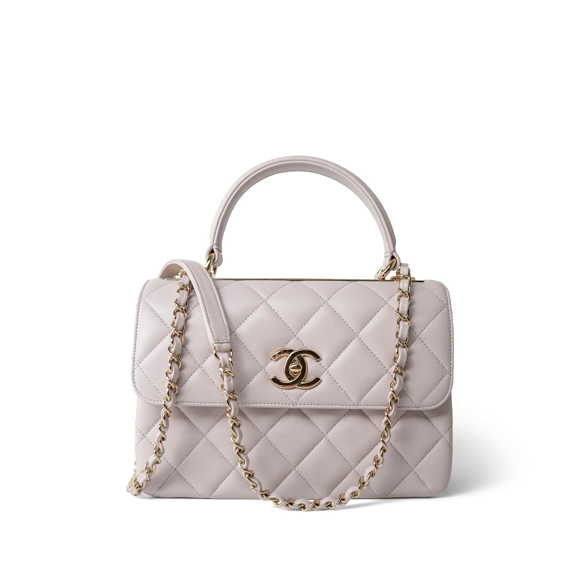 CHANEL Handbag Purple Lilac Lambskin Quilted Trendy CC Small Light Gold Hardware - Redeluxe
