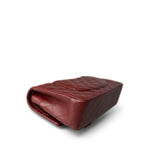 CHANEL Handbag Red 18C Dark Red Glittery Caviar Quilted Classic Flap Aged Gold Hardware - Redeluxe