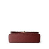 CHANEL Handbag Red 18C Dark Red Glittery Caviar Quilted Classic Flap Aged Gold Hardware - Redeluxe