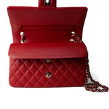 CHANEL Handbag red 21S Iridescent Red Classic Flap Medium Light Gold Hardware - Redeluxe
