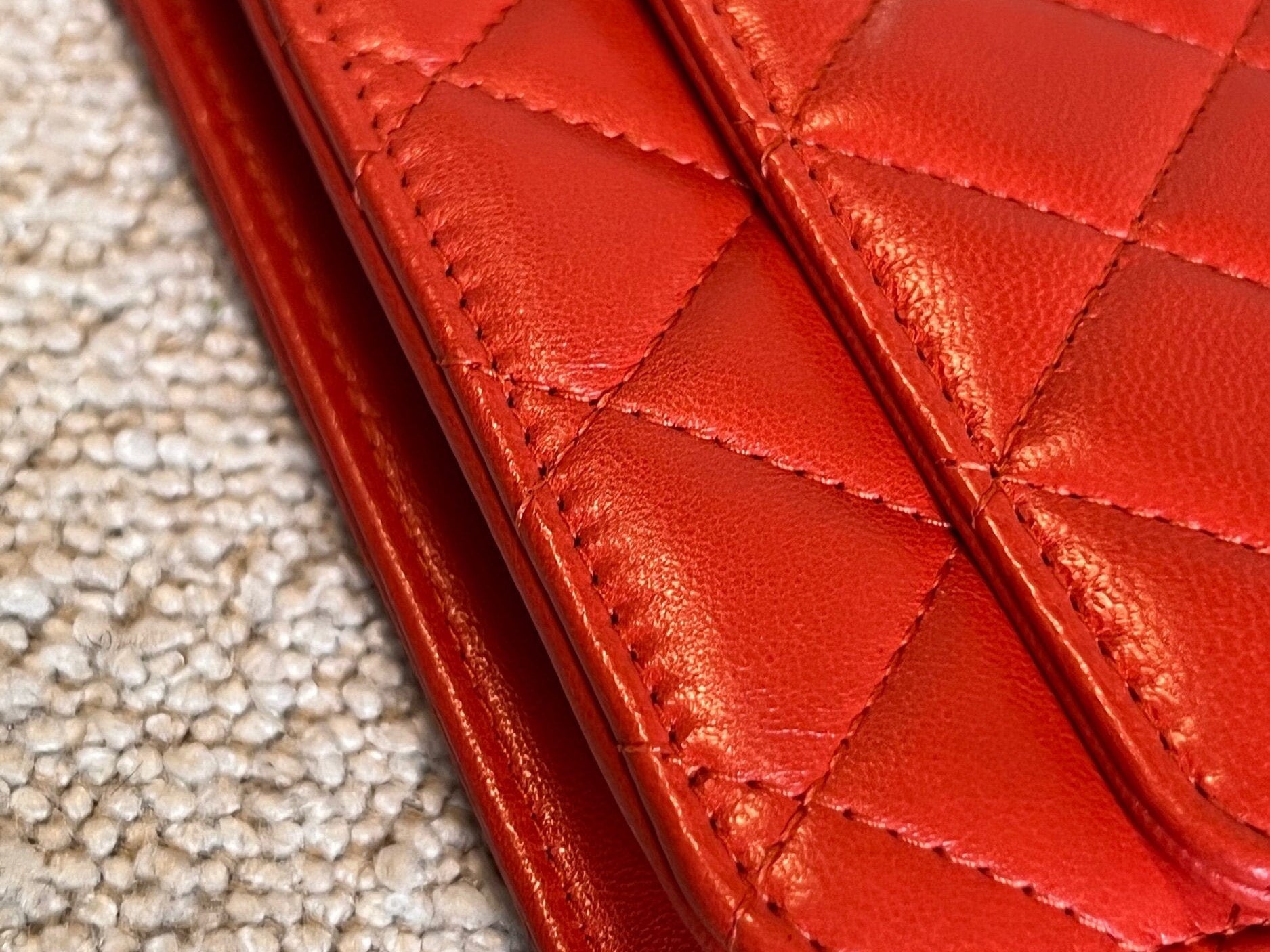 CHANEL Handbag Red Lambskin Quilted Trendy CC Wallet on Chain (WOC) - Redeluxe
