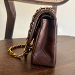 CHANEL Handbag Vintage Brown Lambskin Quilted Classic Flap Small Gold Hardware - Redeluxe