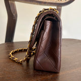 CHANEL Handbag Vintage Brown Lambskin Quilted Classic Flap Small Gold Hardware - Redeluxe